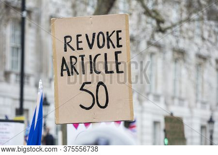 Revoke Article 50 Anti-brexit Banner At A March In London