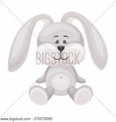 Stuffed Or Fluffy Toy Hare Isolated On White Background Vector Illustration
