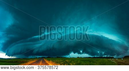 Supercell Storm Clouds With Intense Tropic Rain