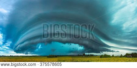 Supercell Storm Clouds With Intense Tropic Rain