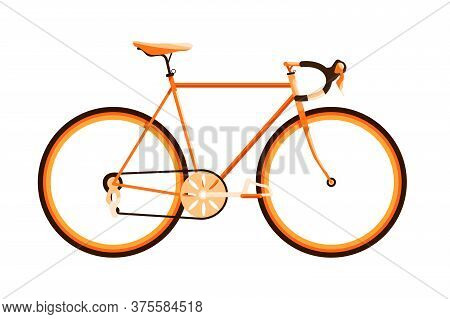 Modern Sports Yellow Bike In Flat Style