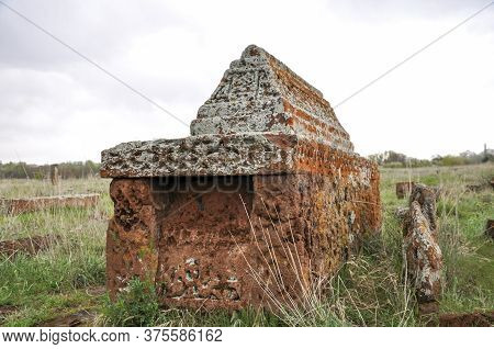 Bitlis, Turkey - 21 May 2011: Ahlat Seljukian Cemetery. Seljuk Period Tombstones.