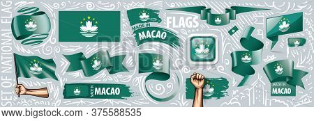 Vector Set Of The National Flag Of Macao In Various Creative Designs