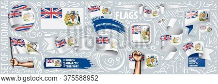 Vector Set Of The National Flag Of British Antarctic Territory