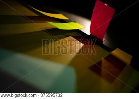 The Stack Of Vivdful Color Paper Close Up Beautiful Abstract Office Bacground