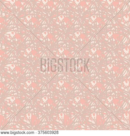 Vector Abstract Flower Wall Seamless Vector Pattern Background. Dense Textural Pink Backdrop Of Over