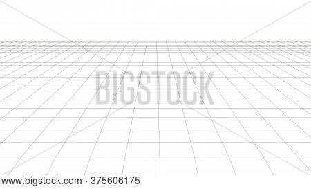 Vector Perspective Grid. Detailed Lines On White Background.