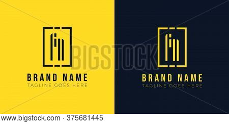 Minimalist Abstract Letter Fn Logo. This Logo Incorporate With Abstract Rectangle Shape And Typeface