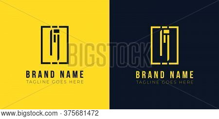 Minimalist Abstract Letter Fj Logo. This Logo Incorporate With Abstract Rectangle Shape And Typeface