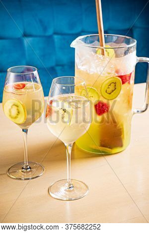 summr lemonade with kiwi fruits and strawberries
