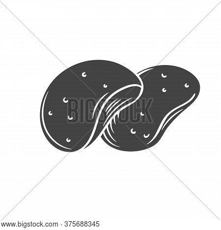Potato Chips Glyph Vector Illustration. Crispy Snack, Potato In The Form Of Crispy Plates Fried In V