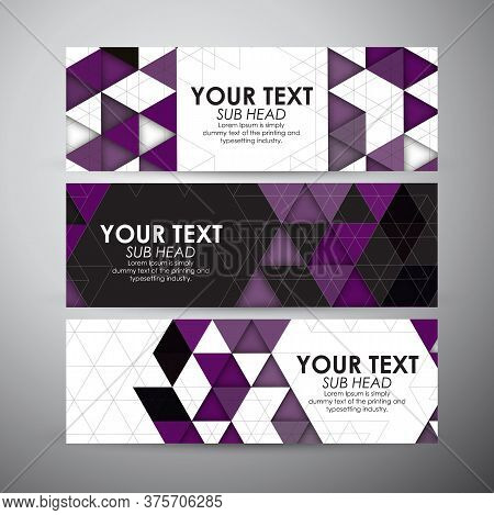 Abstract Triangle And Geometric Strip Pattern Background. Vector Banners Set Background. Vector Illu