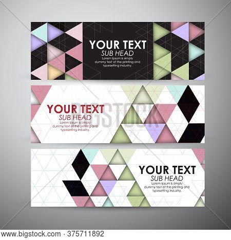 Abstract Triangle And Geometric Strip Pattern Background. Vector Banners Set Background. Vector Illu