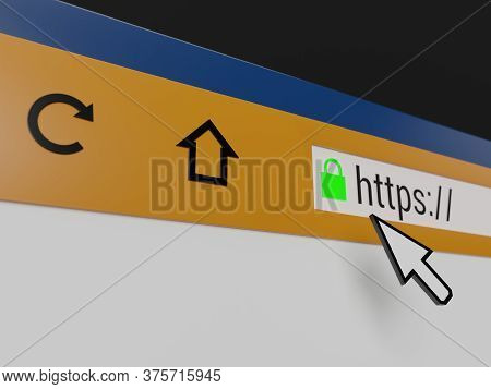 3d Rendered Concept Illustration Of A Web Browser With Secure Connection Enabled