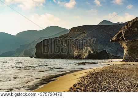 Monsul Beach. Coastal Landscape, Cabo De Gata Nijar Natural Park, Province Almeria, Andalusia, Spain