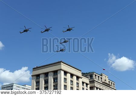 Moscow, Russia - June 24, 2020:a Group Of Mi-28n 