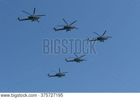 Moscow, Russia - June 24, 2020:a Group Of Mi-28n 