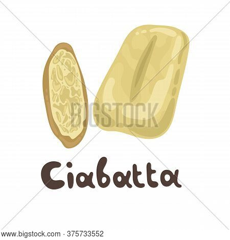 Italian Ciabatta Illustration Isolated On White Background. Ciabatta Icon Concept In Modern Style. W