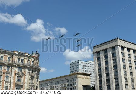 Moscow, Russia - June 24, 2020:a Group Of Mi-28n 