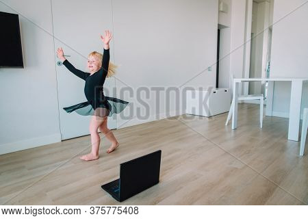 Ballet Or Gymastics Lesson Online. Remote Learning For Kids