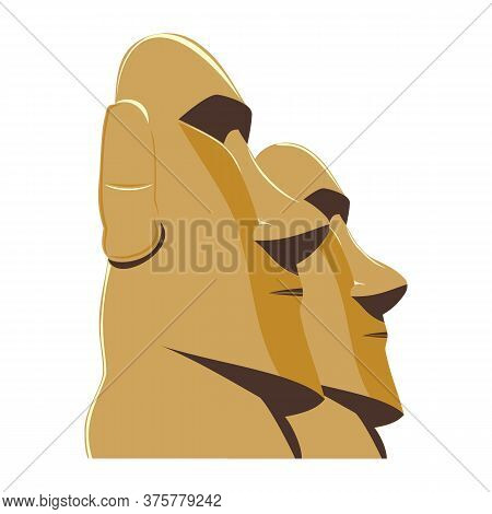 Moai Monolithic Statues Polynesia Easter Islands, Vector Illustration
