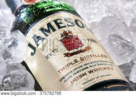 Bottle Of Jameson Irish Whiskey In Crushed Ice