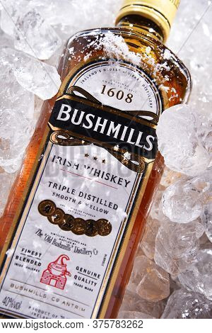 Bottle Of Bushmills Original Irish Whiskey In Crushed Ice