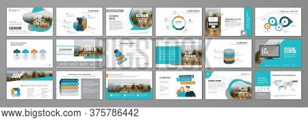 Blue Abstract Presentation Slide Templates. Infographic Elements Template  Set For Web, Print, Annua