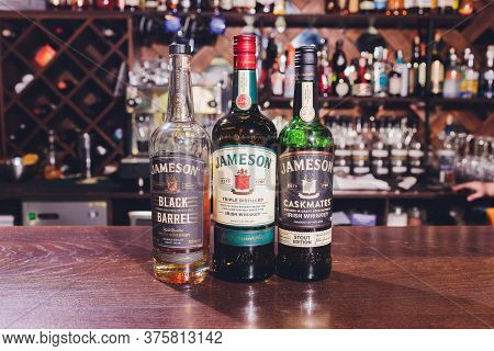 Ufa, Russia, 3 January, 2020: Jameson Whiskey Bottle In Store. Jameson Is A Brand Of Traditional Iri