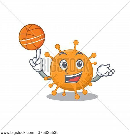 Sporty Cartoon Mascot Design Of Anaplasma With Basketball