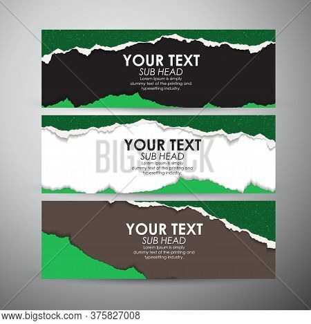 Abstract Torn Paper With Space Background. Vector Banners Set Background. Vector Illustration.