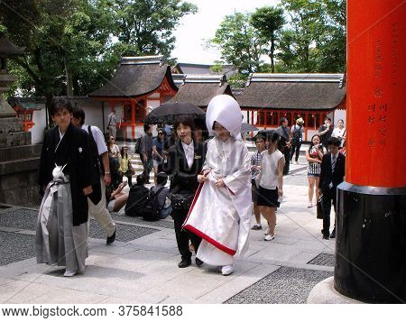 Kyoto, Japan, July 15, 2016:Wedding in Fushimi Inari Taisha Temple, Kyoto. Japan