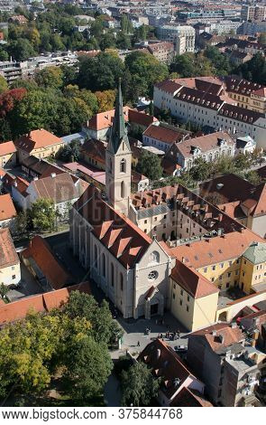ZAGREB, CROATIA - OCTOBER 14, 2011: Franciscan Church of St. Francis of Assisi on Kaptol in Zagreb, Croatia
