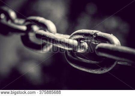 Stainless Steel Chain Links. Industrial Metal Background
