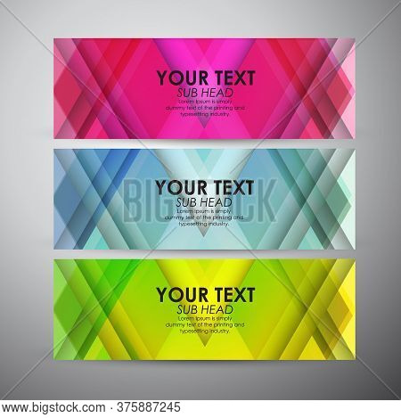 Abstract Triangle And Geometric Strip Pattern Background. Vector Banners Set Background. Vector Illu