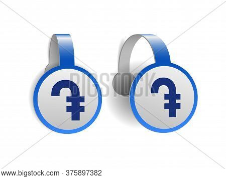Armenian Dram Symbol On Blue Advertising Wobblers.