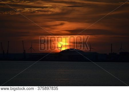 Guecho Sunset, Vizcaya, In The Autonomous Community Of The Pais Vasco, Spain