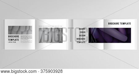 3d Realistic Vector Layout Of Cover Mockup Templates For Bifold Square Brochure, Flyer, Cover Design