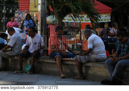 Salvador, Bahia / Brazil - March 19, 2018: Elderly Man Is Seen In The Square In The City Of Salvador