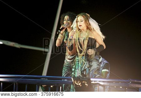 Salvador, Bahia / Brazil - February 16, 2015: Singers Daniela Mercuy And Ana Mameto Are Seen During 