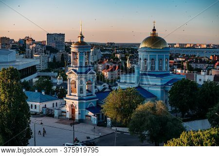 Evening Voronezh. Aerial View Of Pokrovsky Cathedral