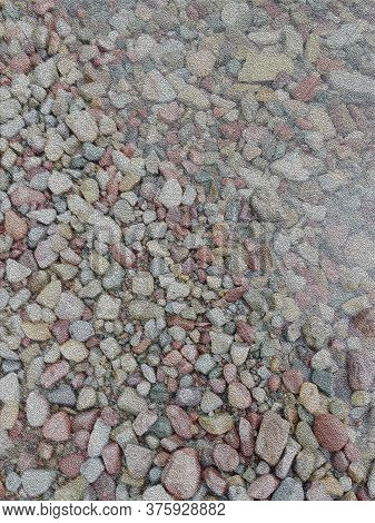 Multicolored Abstract Art, Oil Painting Style With Vintage Effect, Image Of Pebbles, Texture Of Grai