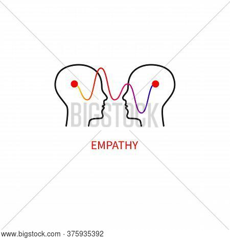 Logo Empathy. Interpersonal Communication Abstract Icon. Two Profiles And A Wave.