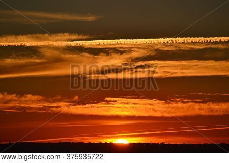 The Color Of The Sunset Moments Before The Sun Disappears.