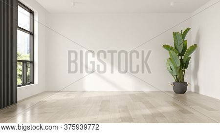 Interior of empty modern living room 3D rendering