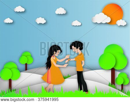 Rakshabadhan Fetival Of Brother And Sistr Love And Care, Paper Cutout Background, Day