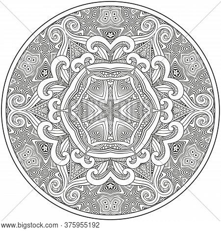 Vector Floral Ethnic Hand Drawn Line Art Mandala