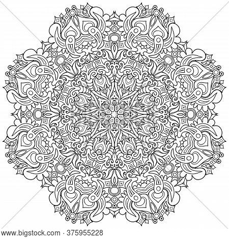Vector Floral Ethnic Hand Drawn Line Art Mandala