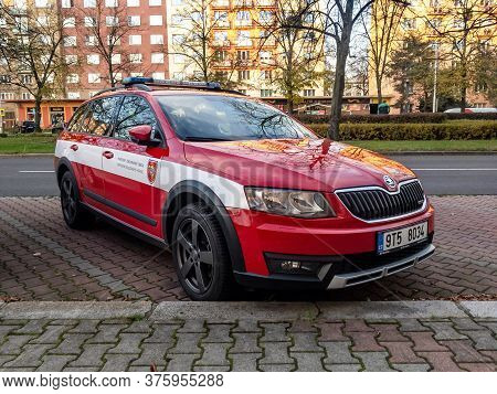 Ostrava, Czechia - November 8, 2019: Skoda Octavia Combi Estate Wagon Car Of Czech Fire Rescue Depar