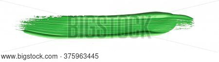 Green chroma brush stroke paiting over isolated background, canvas watercolor texture 